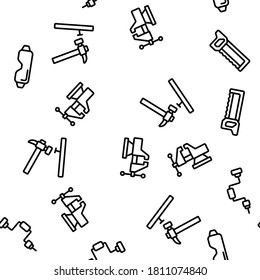 Carpenter Equipment Vector Seamless Pattern Thin Line Illustration