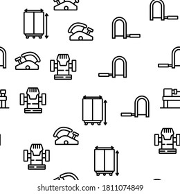 Carpenter Equipment Vector Seamless Pattern Thin Line Illustration