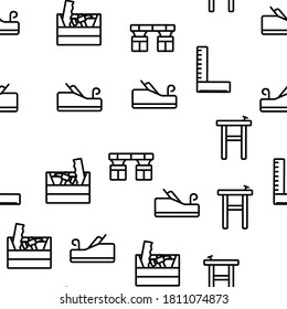 Carpenter Equipment Vector Seamless Pattern Thin Line Illustration