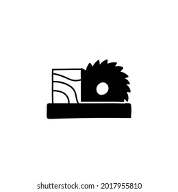 Carpenter equipment,wood saw icon in solid black flat shape glyph icon, isolated o n white background 