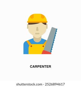 Carpenter flat colored icon or logo. Symbol or sign on house repair and maintenance services theme. Editable vector illustration.