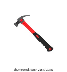 Carpenter  hammer in a flat style. Distinctive simple hammer tool isolated on a white background