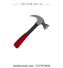 Carpenter hammer in flat style. Isolated vector illustration.