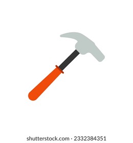 Martillo carpintero de estilo plano. Icono aislado de martillo carpintero sobre fondo blanco. Ilustración del vector