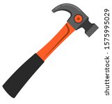Carpenter hammer in flat style. Typical simplistic hammer tool. Carpenter hammer isolated icon with shadow. Hammer vector stock image.
