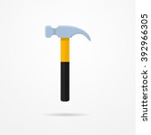 Carpenter hammer in flat style. Typical simplistic hammer tool. Carpenter hammer isolated icon with shadow. Hammer vector stock image.