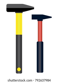 Carpenter hammer in flat style. Typical simplistic hammer tool. Carpenter hammer isolated icon.