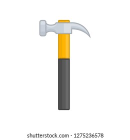 Carpenter Hammer icon in flat style. Claw hammer isolated on white background. Handyman tool for home repair. Carpentry work equipment or industrial tool. Vector illustration EPS 10.