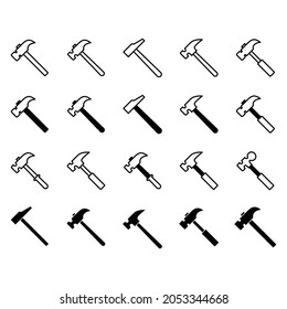 Carpenter Hammer Icon Set Vector Design Template.