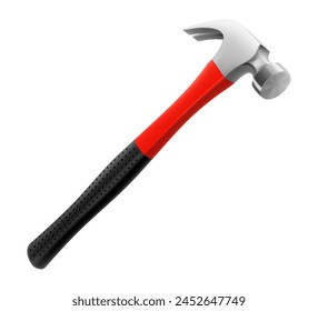 Carpenter hammer isolated on white background. Fitter's hammer for chiselling and driving in nails and dowels as well as for joining components. Realistic 3d vector illustration