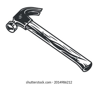 Carpenter hammer monochrome concept in vintage style isolated vector illustration