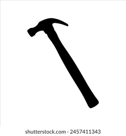 Carpenter hammer silhouette isolated on white background. Hammer icon vector illustration.