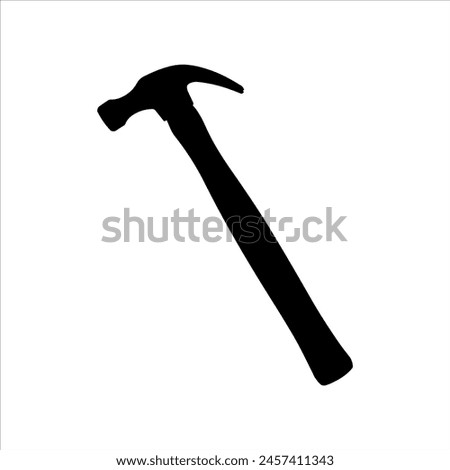 Carpenter hammer silhouette isolated on white background. Hammer icon vector illustration.