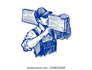 Carpenter hand drawn sketch vector