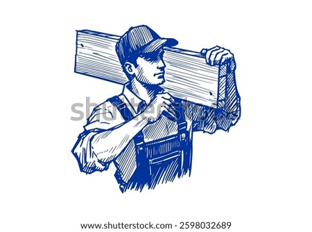 Carpenter hand drawn sketch vector