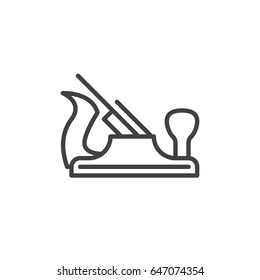 Carpenter hand plane line icon, outline vector sign, linear style pictogram isolated on white. Symbol, logo illustration. Editable stroke. Pixel perfect