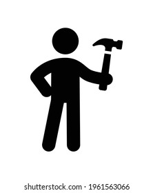 Carpenter with his hammer tool vector.