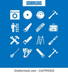 carpenter icon. 16 carpenter vector set. handsaw, chisel, level and toolbox icons for web and design about carpenter theme