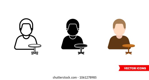 Carpenter icon of 3 types: color, black and white, outline. Isolated vector sign symbol.