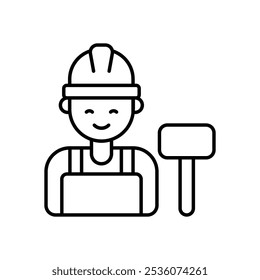 Carpenter icon isolated on a white background. Vector illustration.