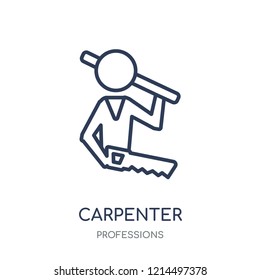 carpenter icon. carpenter linear symbol design from Professions collection. Simple outline element vector illustration on white background.