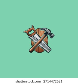 Diseño de Vector plano de logotipo de icono de carpintero