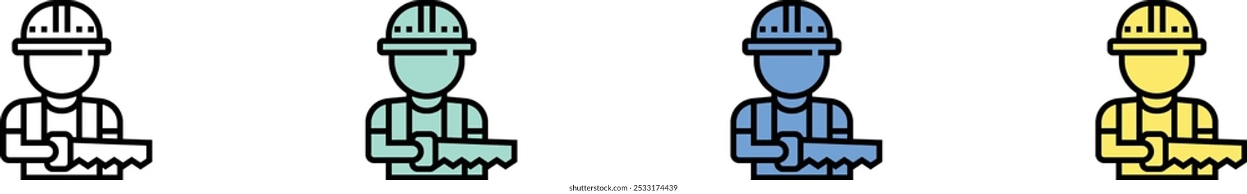 carpenter icon. Outline, Green, Blue and Yellow Style Design Isolated On White Background