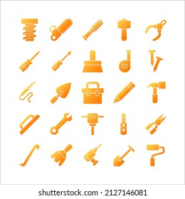 Carpenter icon set vector gradient for website, mobile app, presentation, social media.