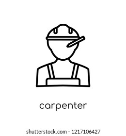 carpenter icon. Trendy modern flat linear vector carpenter icon on white background from thin line Professions collection, editable outline stroke vector illustration