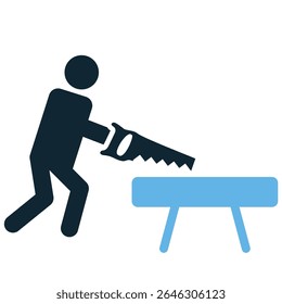 Carpenter icon vector, depicting a skilled woodworker or craftsman. Ideal for carpentry services, home repair, construction trades, and DIY projects focused on wood.