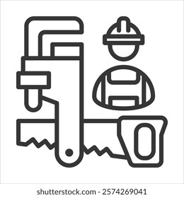 Carpenter Icon Vector Illustration Outline