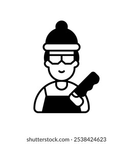 carpenter icon with white background vector stock illustration
