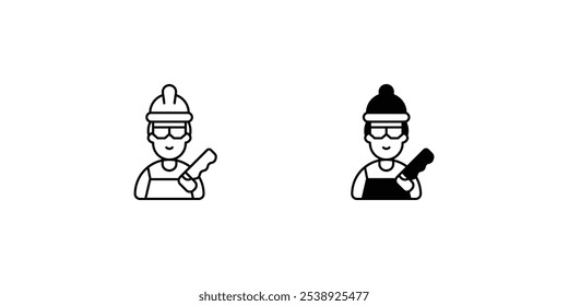 carpenter icon with white background vector stock illustration