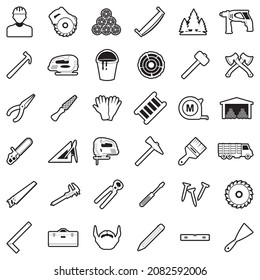 Carpenter Icons. Line With Fill Design. Vector Illustration.