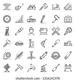 Carpenter icons set. Outline set of carpenter vector icons for web design isolated on white background