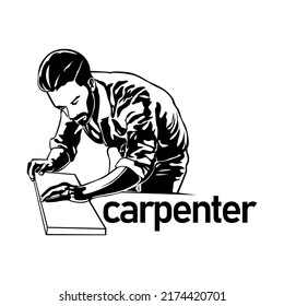 Carpenter Illustration Logo Icon Sketch Design Vector