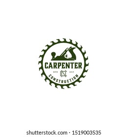 Carpenter industry logo design - wood log circular saw