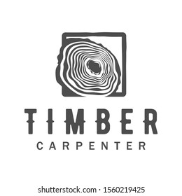 Carpenter industry logo design - wood log fiber woodwork