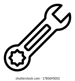 Carpenter key tool icon. Outline carpenter key tool vector icon for web design isolated on white background