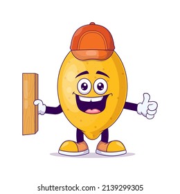 Diseño de ilustraciones vectoriales del personaje de la mascota del limón del carpintero