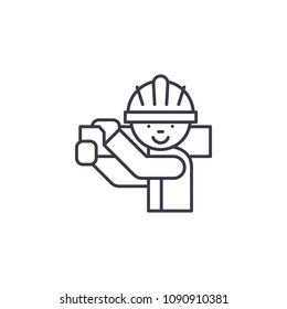 Carpenter linear icon concept. Carpenter line vector sign, symbol, illustration.