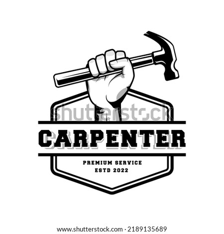 Carpenter logo design in rustic retro vintage style. Handyman logo design.