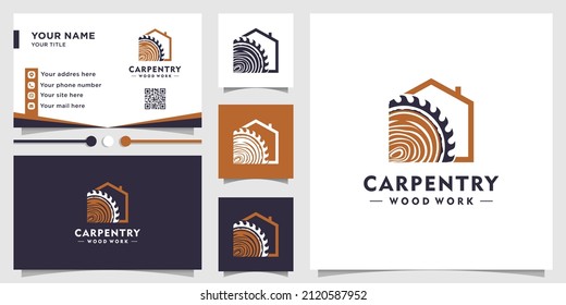 Carpenter logo design with unique concept Premium Vector