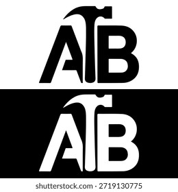 Logotipo de Carpenter con el Vector inicial de diseño de concepto de martillo A y B