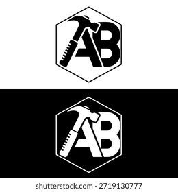 Logotipo de Carpenter con el Vector inicial de diseño de concepto de martillo A y B