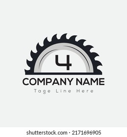 Carpenter Logo On Letter 4 Template. Carpenter On 4 Letter, Initial Carpenter Sign Concept, Real Estate logo design