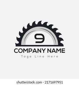 Carpenter Logo On Letter 9 Template. Carpenter On 9 Letter, Initial Carpenter Sign Concept, Real Estate logo design