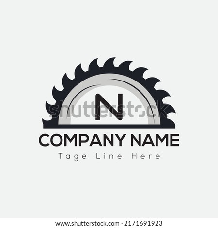 Carpenter Logo On Letter N Template. Carpenter On N Letter, Initial Carpenter Sign Concept, Real Estate logo design