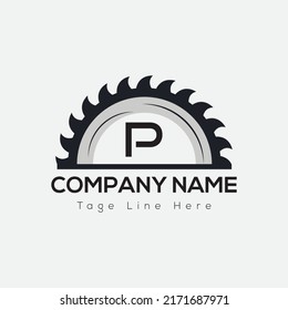 Carpenter Logo On Letter P Template. Carpenter On P Letter, Initial Carpenter Sign Concept, Real Estate logo design