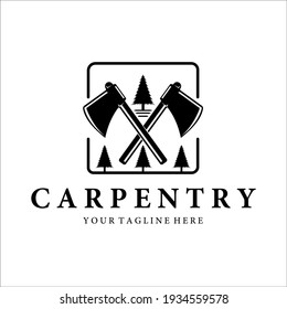 carpenter logo vector vintage illustration design